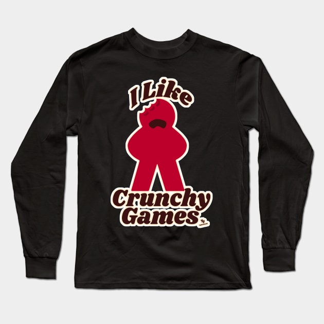 I Love Crunchy Games Fun Meeple Art Long Sleeve T-Shirt by Tshirtfort